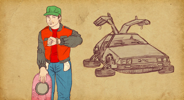 Marty McFly y un futuro visto desde los ochentas. ILUSTRACIÓN DE ALEJANDRO MIGUELES.